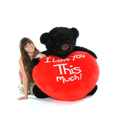 4 feet Giant super soft Black Teddy Bear With I Love You This Much Heart