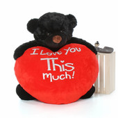 48in adorable Cuddles Life Size Valentine’s Day Giant Teddy bear Black Fur Red Plush Heart