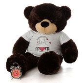 4ft Chocolate Brown Teddy Bear Brownie Cuddles in ‘Awesome Mom’ shirt