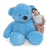 Biggest blue teddy bear huggable Sammy Chubs sky blue fur 6ft tall Giant Teddy brand