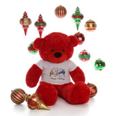 5ft Life Size Red Teddy Bear Bitsy Cuddles Happy Holidays