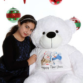48in Happy New Year Coco Cuddles White Giant Teddy Bear