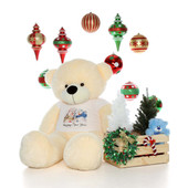 5ft Cozy Cuddles Happy New Year Vanilla Cream Giant Teddy Bear