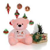 4ft Lady Cuddles Pink Giant Teddy Bear Ready for Christmas with T-Shirt