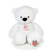 72in White Coco Cuddles Giant Teddy Bear in XXL Will You Be My Valentine T-Shirt