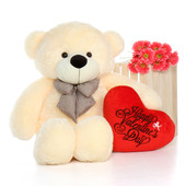 48'' Vanilla Cozy Cuddles w Happy Valentine's Day Plush Heart