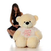 5ft Cozy Cuddles Vanilla Cream Giant Teddy Bear in Happy Valentine's Day T-Shirt