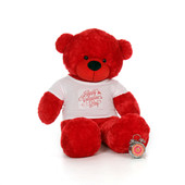 60in Bitsy Cuddles Giant Red Teddy Bear in Happy Valentine's Day Shirt