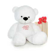 6ft Coco Cuddles White Teddy Bear in Happy Valentine's Day T-Shirt