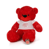 72in Bitsy Cuddles Red Gigantic Teddy Bear in Adorable Happy Valentine's Day Shirt