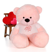 72in Lady Cuddles Pink Massive Teddy Bear in Happy Valentine's Day Shirt