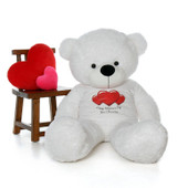 60in Coco Cuddles White Giant Teddy in Happy Valentine\'s Day Red Heart Shirt