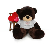 Chocolate Brown Teddy Bear with Happy Valentine's Day T-shirt