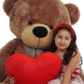 Giant Teddy Bear with Red Pillow Heart