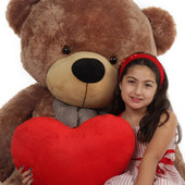 Giant Teddy Bear with Red Heart Pillow Design