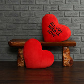 Personalized Red Pillow Heart with "All You Need is Love" Message