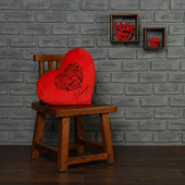"18in red heart pillow black embroidery I love you