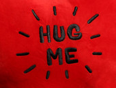 18in red heart pillow black embroidery Hug Me