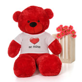 60in Red Bitsy Cuddles Giant Teddy Bear in Be Mine T-Shirt