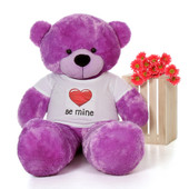 5ft DeeDee Cuddles Purple Giant Teddy Bear in Be Mine T-Shirt