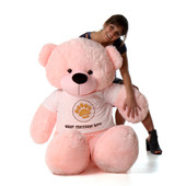 5 Foot Soft Pink Huge Life Size Plush Teddy Bear with Personalized T-shirt