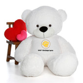 6ft Coco Cuddles White Huge Teddy Bear in Valentine's Day Paw Stamp T-Shirt