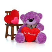 4ft Purple Giant Teddy DeeDee Cuddles with a Be Mine plush Heart