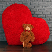 56in Massive Heart Body Pillow with 24in Mittens Red Bow