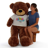 60in Mocha Sunny Cuddles Happy Birthday Personalized Teddy Bear