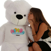 60in White Coco Cuddles Happy Birthday Personalized Teddy Bear