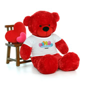 60in Red Bitsy Cuddles Happy Birthday Personalized Teddy Bear