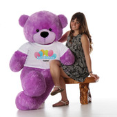 60in Purple DeeDee Cuddles Happy Birthday Personalized Teddy Bear