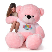 6 Foot Pink Lady Cuddles Happy Birthday Personalized Teddy Bear