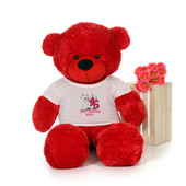 60in Red Bitsy Cuddles Make a Wish Personalized Birthday Teddy Bear