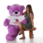 60in Purple DeeDee Cuddles Make a Wish Personalized Birthday Teddy Bear