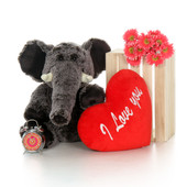 30in Grey Lucy Elephant Oversized Valentine’s Day Stuffed Animal
