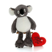 34 inch Koala Bear with Happy Valentines Day Red Pillow Heart