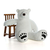Large Stuffed Polar Bear with Leather Paws