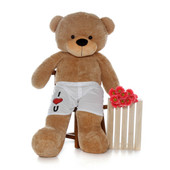 5 Foot Amber Brown Teddy Bear in Boxers - Perfect Gift for Girlfriend