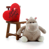 Big Stuffed Animal Hippo with Happy Valentine's Day Gift
