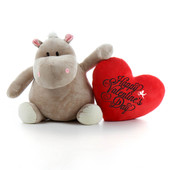 Giant Hippo Stuffed Animal with Red Pillow Heart