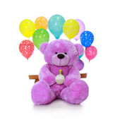 Super Soft Giant Purple Teddy Bear with Birthday Cupcake