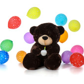 Giant Teddy Bear Chocolate Brown 6 Foot Stuffed Animal with Birthday Cupcake