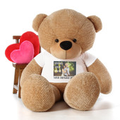 6 Foot giant Tan Teddy Bear with Personalized T-shirt