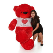 6 Foot Red Teddy Bear with Giant Personalized T-shirt