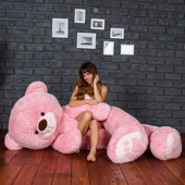 Giant Life Size Teddy Bear Stuffed Animal in Pink - Valentine's Day Present for Girlfriend