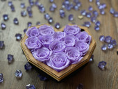 Preserved Lilac Eternal Roses in Black Diamond Heart Box