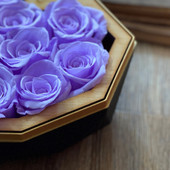 Lilac Preserved Roses Glamorous Valentines Gift Box Diamond Heart Close Up