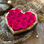 Hot Pink Luxury Preserved Roses in Black Diamond Heart Box