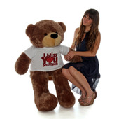 4ft Cream Huggable Big Teddy Bear with T-shirt from Giant Teddy